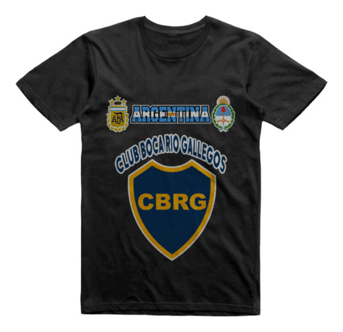 Remera Infantil Negra Club Boca Rio Gallegos