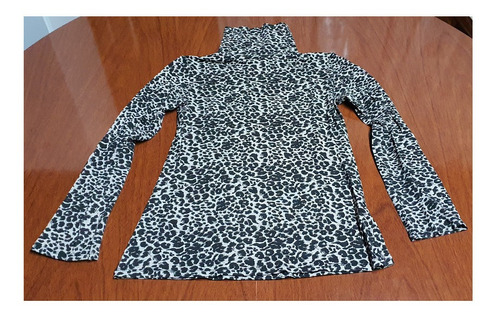 Polera Negra Y Beige Animal Print Talle S Brandel