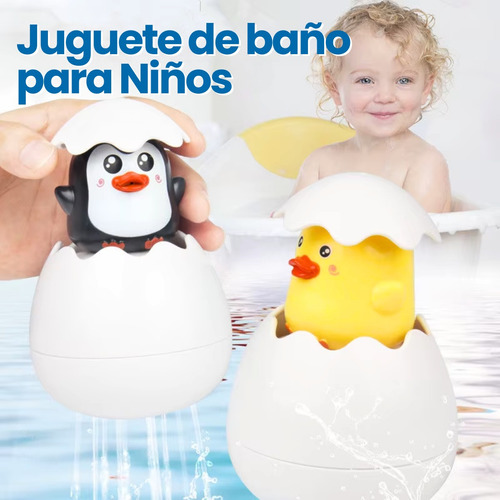 2 Piezas Juguete Baño Niños Regadera Huevo Pingüino Ducha F