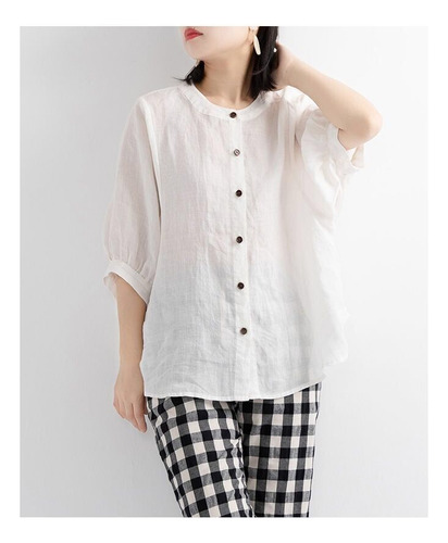 Blusas Vintage De Algodón Con Mangas De Farol Para Mujer