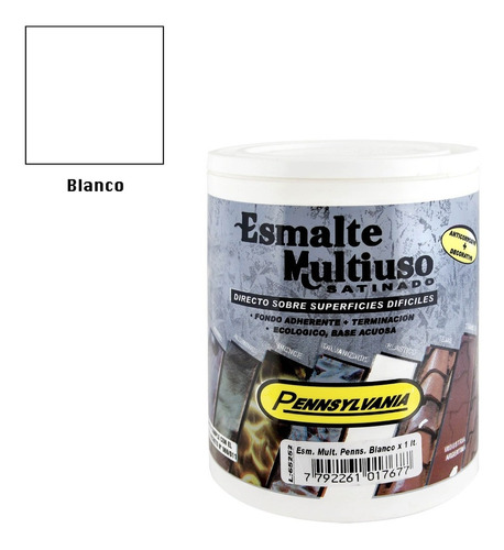 1lt Esmalte Al Agua Satinado Multiuso Multimetales 6 Colores