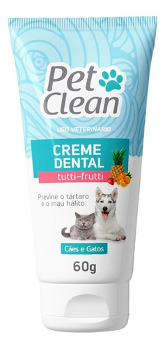 Pasta De Dente Pet Clean Para Caes E Gatos 60gr Sabores Sabor Tutti-Frutti