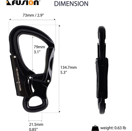 Fusion Climb Tudor Fp-8001-2k-blk-5p Gancho Aluminio Ligero