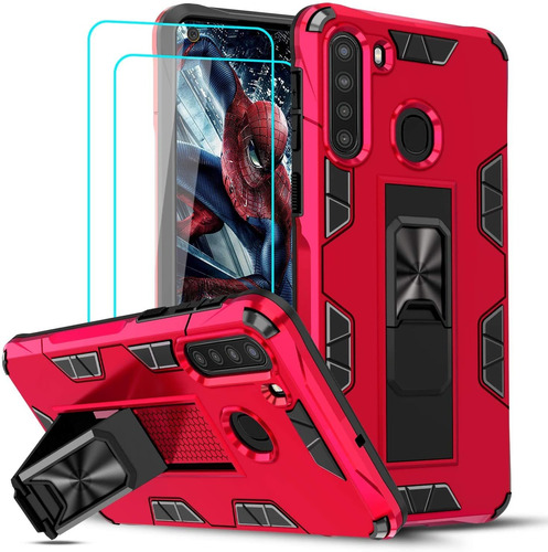 Funda Para Telefono Samsung Galaxy A21 Con Vidrio Templado