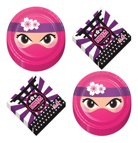 Plato Postre Papel Ninja Girl Servilleta Diseño Sirve 16