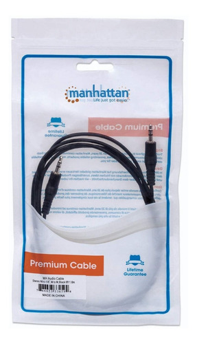 Imagen 3 de 10 de Cable Auxiliar Audio Macho Plug 3,5 1.8m Manhattan Backup