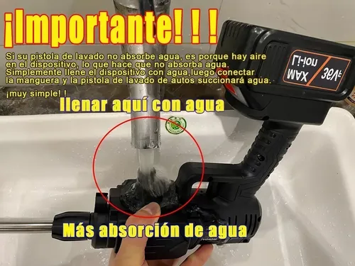 Hidrolavadora Eléctrica Portatil 48v Negra, Pistola Lavado