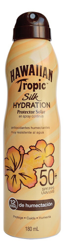 Protector solar  Hawaiian Tropic  Silk Hydration Air Soft 50FPS  en spray 180mL