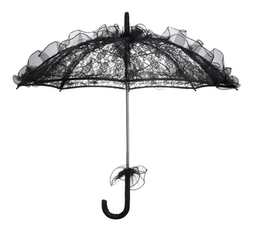 Guarda-sol De Casamento Flor De Renda Guarda-chuva Preto