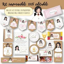 Comprar Kit Imprimible Comunión Nena Mod.3 100% Editable Candy Bar