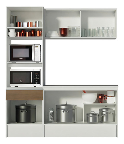 Cocina Integral Completa Modular Madesa Topazio 180cm Color Blanco/Marrón