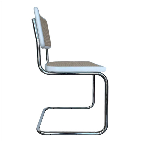 Sillas Cesca De Comedor Cocina Caño Y Madera Rattan X4 Unid Estructura De La Silla Cromo Asiento Blanco