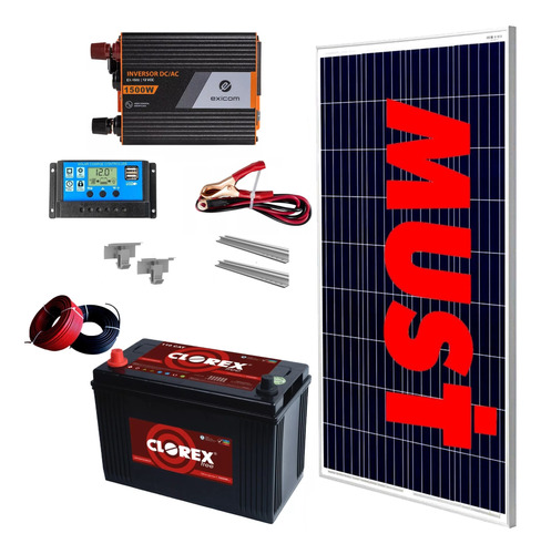 Kit Solar Completo Panel 160w Inversor 1500w S10 Full