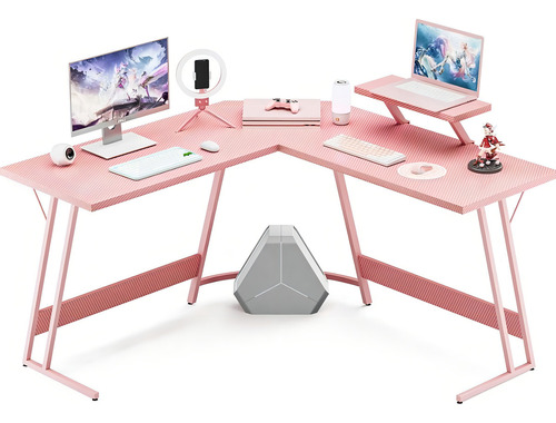ONEHome LK-0001 Escritorio Gamer Multifuncional Moderno Calidad Profesional Color Rosa 130 x 76 cm
