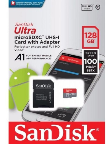 Memória Micro Sd 128gb 100 Mb/s Sdxc Uhs-i Classe 10 A1