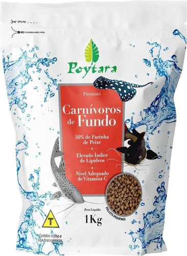 Ração Para Peixes Carnívoros De Fundo 1kg Pellets P Poytara