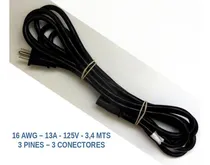 Comprar Cable De Poder 16 Awg 13a 125v 3 Pin 3,4 Mts Ll41230 E55943