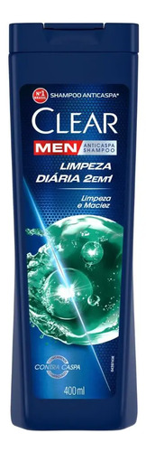 Clear Men Shampoo Anticaspa Limpeza Diária 2 em 1 Shampoo/Condicionador 400ml