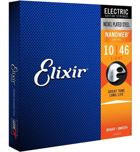 Encordoamento Elixir .010 Light Nanoweb Para Guitarra