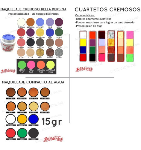 24 Maquillaje Cremoso Bella Dersina 25g Artistico Colores | Envío gratis 24 Maquillaje Cremoso Bella Dersina 25g Artistico Colores | Envío gratis