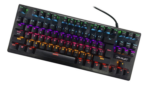 Teclado gamer Ocelot OGMK02 QWERTY Blue inglés US color negro con luz RGB