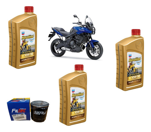 Kit Mantencion Para Moto Kawasaki Versys 650 10w50 + Filtro