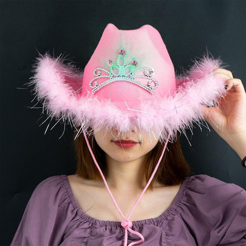 Hu Sombrero De Vaquero Rosa - Gorro De Princesa Vaquera For