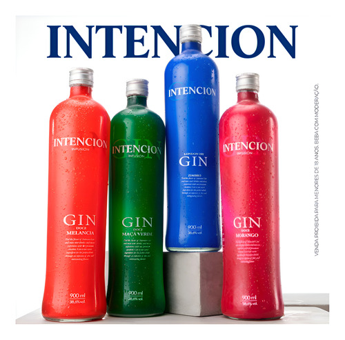 Gin Intencion - Sabor Melancia - 6 Unidades Com 900ml - Pack