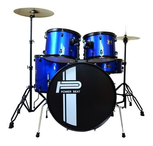 Bateria Powerbeat Negra Jbp1601a-bk 5pzs+atril,asiento,plati