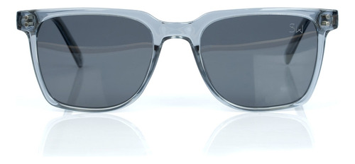 Óculos De Sol Masculino Quadrado Casual Acetato Polarizado Cor Cinza Armação Unico Haste Único Lente Único Desenho Único