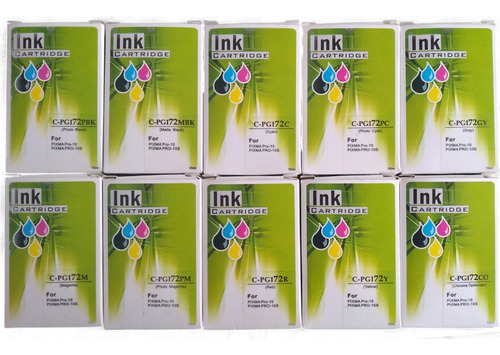 Kit Color 10 Tintas Compatible Con Canon Pgi-72 Pixma Pro-10