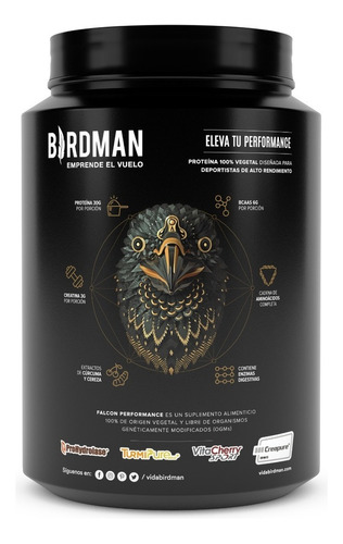 Birdman Falcon Performance Proteina Vegetal Premium 1.140 Kg Sabor Golden vanilla