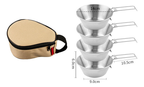 Set De Platos 4 Piezas Plegable De Acero Acampar Picnic