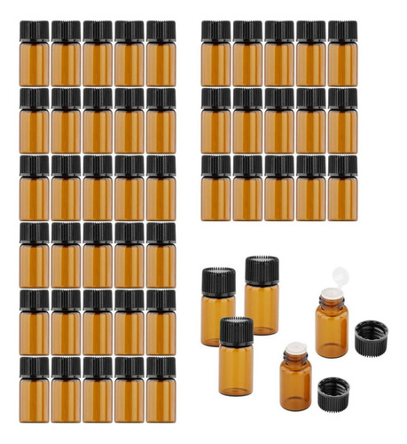 50 Piece Mini Amber Glass Vials, Screw Cap