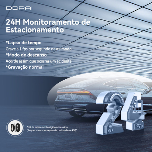 DDPAI Z50 Câmera Veicular Frontal e Traseira 4K+1080P Com Wi-Fi GPS D²Save Tela 2.3" Supercapacitor Gravação em Loop Visão Noturna Ângulo Amplo de 140° Com Sensor IMX415