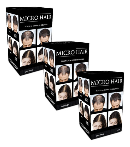 Pack 3 Micro Hair-para Ocultar Calvicie Y Alopecia 3 Colores