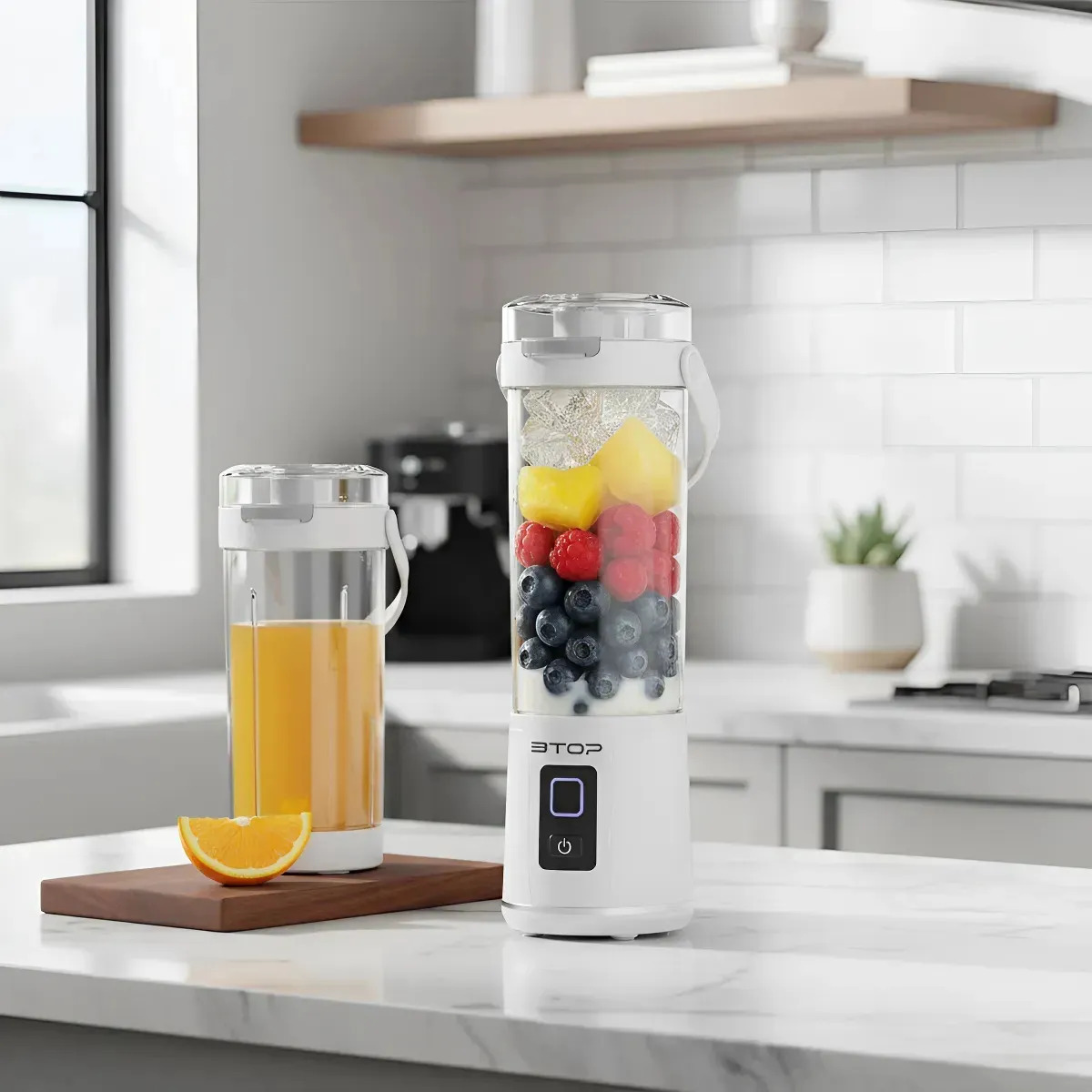 Liquidificador Portátil Branco 600ml Recarregável Com 12 Lâminas