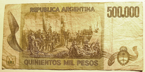 Billete Antiguo Argentino 500.000 Pesos Ley18188 (1970-1983) (Usado)