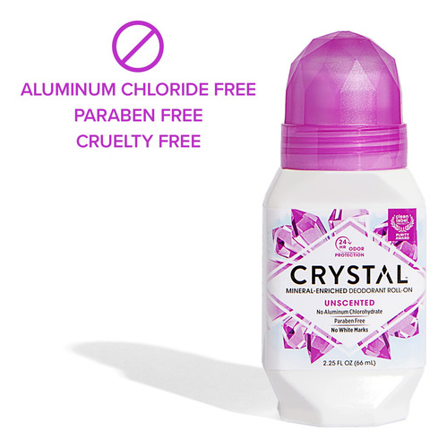 Desodorante Crystal Mineral Roll-on Sem Perfume 66ml 24h