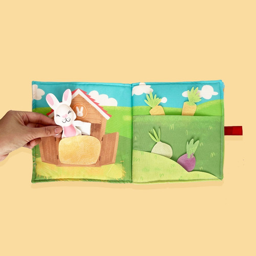Imagen 3 de 5 de Libro Sensorial Didáctico De Tela La Granja Animales