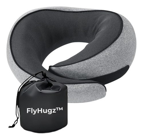 Flyhugz® Almohada De Viaje Para El Cuello, Almohada Cervical Color Gris Diseño De La Tela Lisa