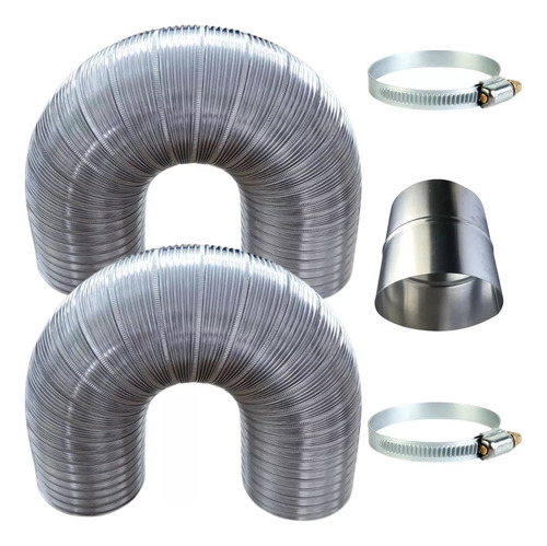 Kit 2 Dutos Semi Flexível 130mm 8 Metros Aluminio Aquecedor