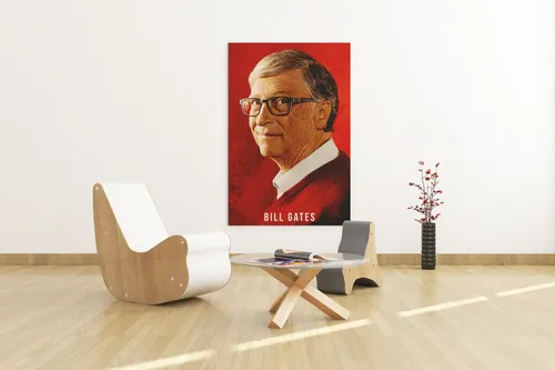 Cuadro Moderno Mural Bill Gates Estilo Íconos Full Hd