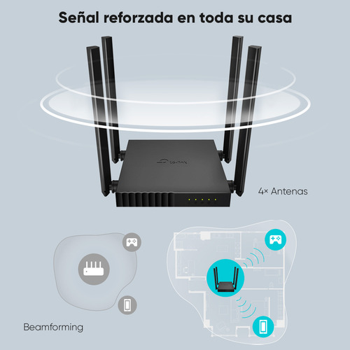 Tp-link Router Wi-fi De Doble Banda Ac1200 V6 Wi-fi De Alta Velocidad 4 Antenas Externas De Alta Ganancia Fácil Instalación Multi-modo Controles Parentales Red De Invitados Transmisión Fluida De Hd