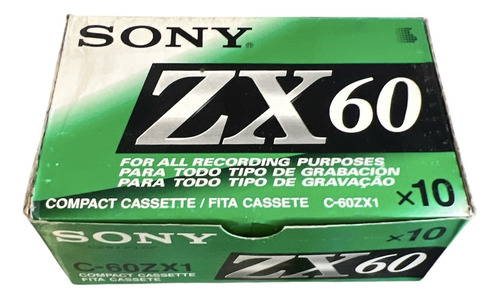 Cassette Sony Zx60 Lote X 10 Unidades Nuevos En Caja Agua