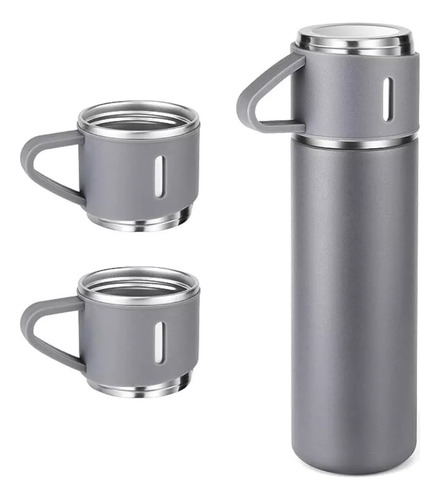 Kit 40 Garrafas Térmicas De 500ml C/ 3 Xícara - Cor Preta