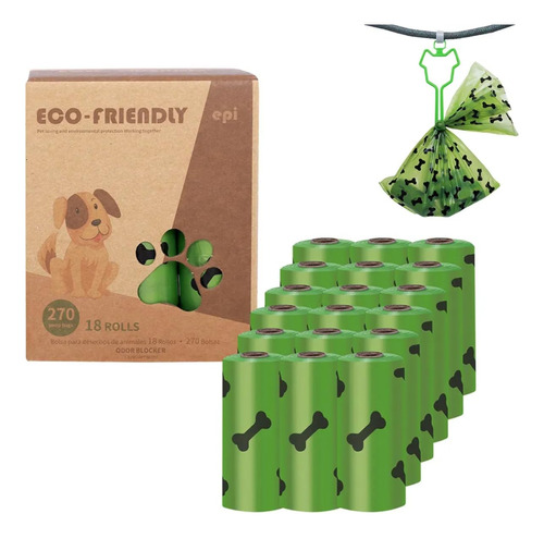 Bolsas Biodegradables Para Excrementos De Perro, 18 Rollos (