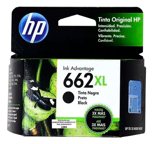 Cartucho Tinta Hp 662xl Negro 2515