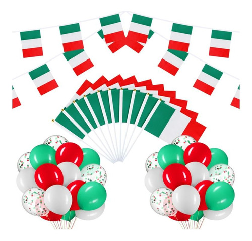 Banderas De Italia Set Decorativo Para Eventos 56 Piezas