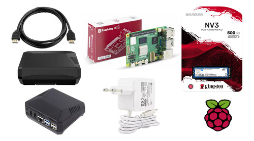 Argon One V3 + Raspberry Pi5 16gb + Ssd 500gb Nvme + Fonte